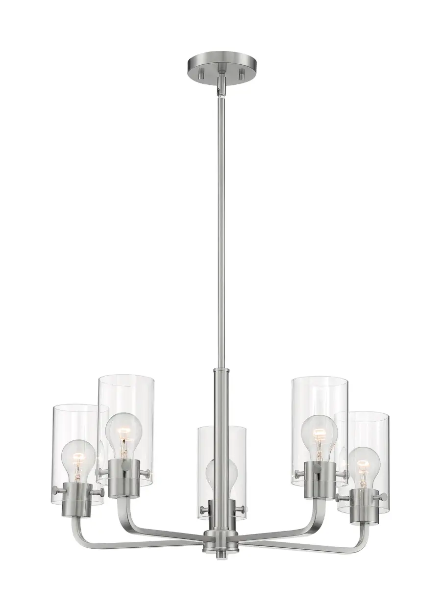 Sommerset 5-Light Chandelier in Brushed Nickel with Clear Glass - Image 3