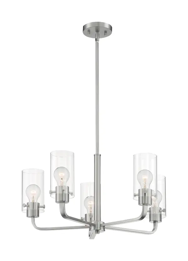 Sommerset 5-Light Chandelier in Brushed Nickel with Clear Glass - Image 4