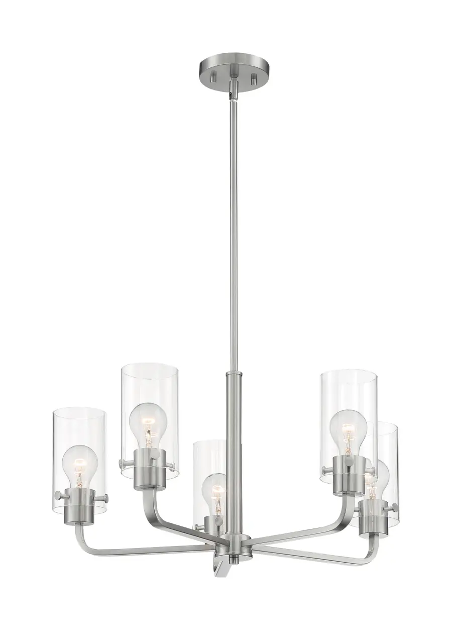 Sommerset 5-Light Chandelier in Brushed Nickel with Clear Glass - Image 4