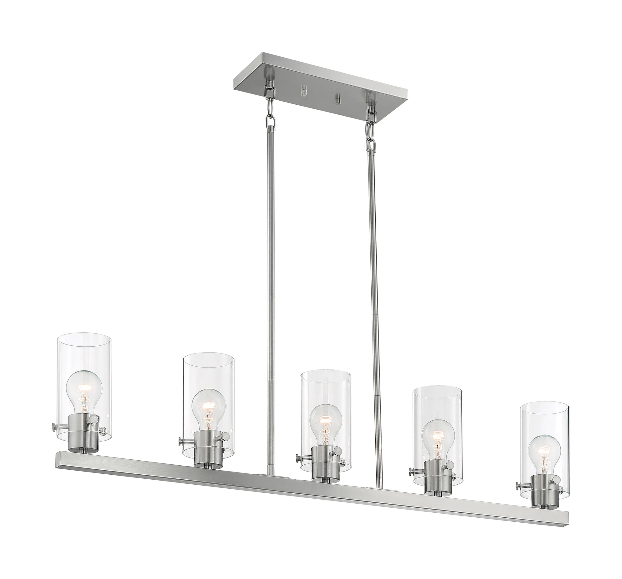 Sommerset 5-Light Island Pendant in Brushed Nickel with Clear Glass