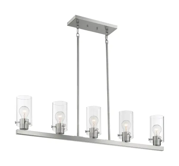 Sommerset 5-Light Island Pendant in Brushed Nickel with Clear Glass - Image 2