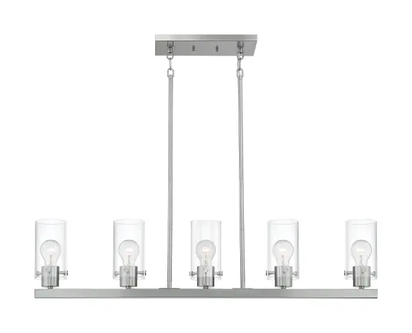Sommerset 5-Light Island Pendant in Brushed Nickel with Clear Glass - Image 3
