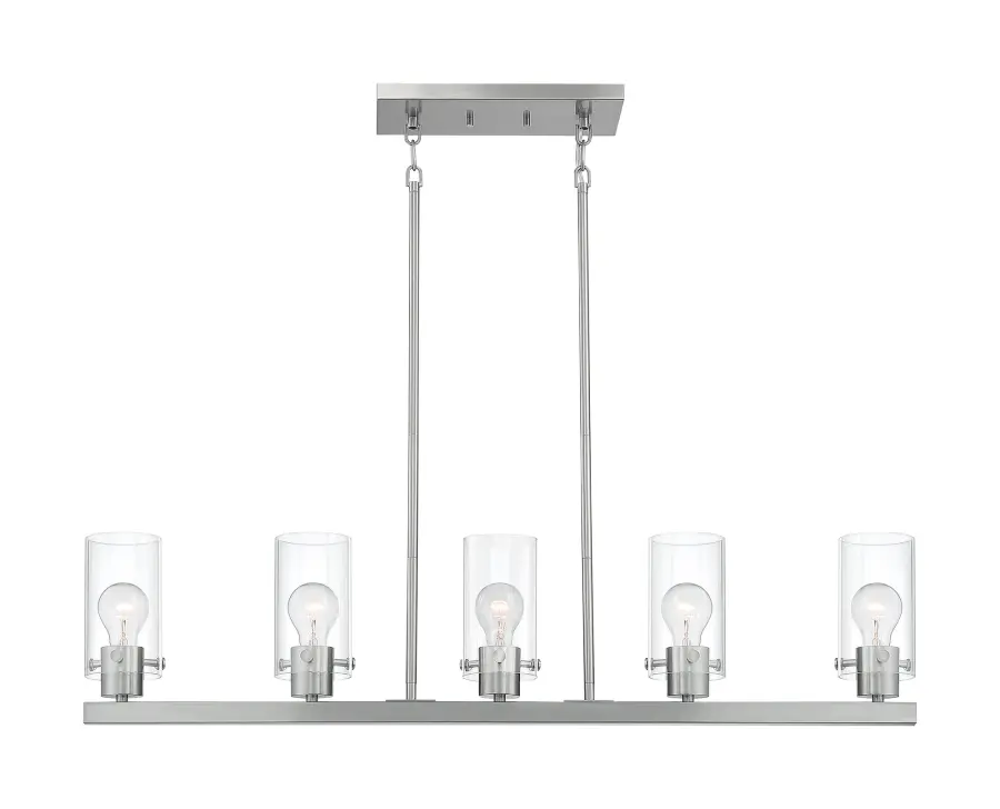 Sommerset 5-Light Island Pendant in Brushed Nickel with Clear Glass - Image 3