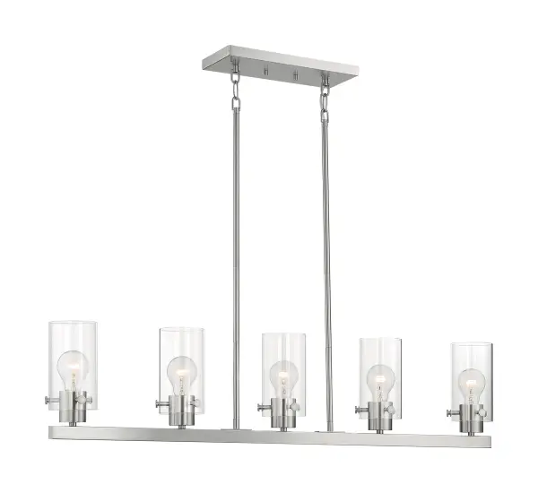 Sommerset 5-Light Island Pendant in Brushed Nickel with Clear Glass - Image 4