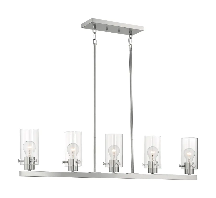 Sommerset 5-Light Island Pendant in Brushed Nickel with Clear Glass - Image 4