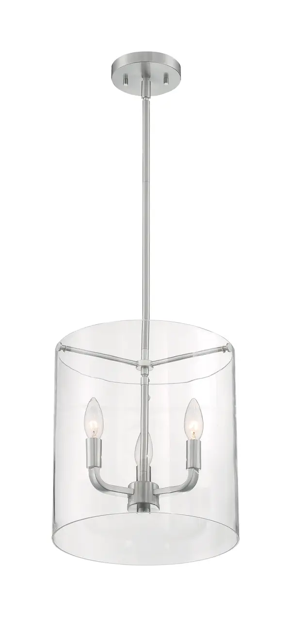 Sommerset 3-Light Pendant in Brushed Nickel with Clear Glass - Image 2