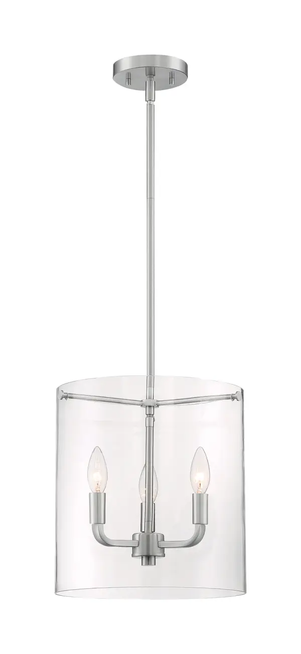 Sommerset 3-Light Pendant in Brushed Nickel with Clear Glass - Image 3