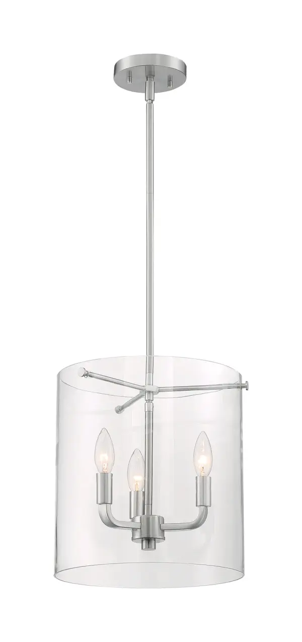 Sommerset 3-Light Pendant in Brushed Nickel with Clear Glass - Image 4