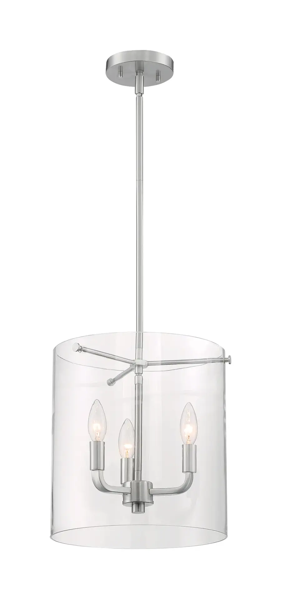 Sommerset 3-Light Pendant in Brushed Nickel with Clear Glass - Image 4