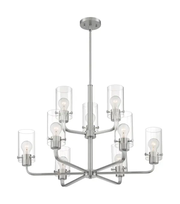 Sommerset 9-Light Chandelier in Brushed Nickel with Clear Glass - Image 1