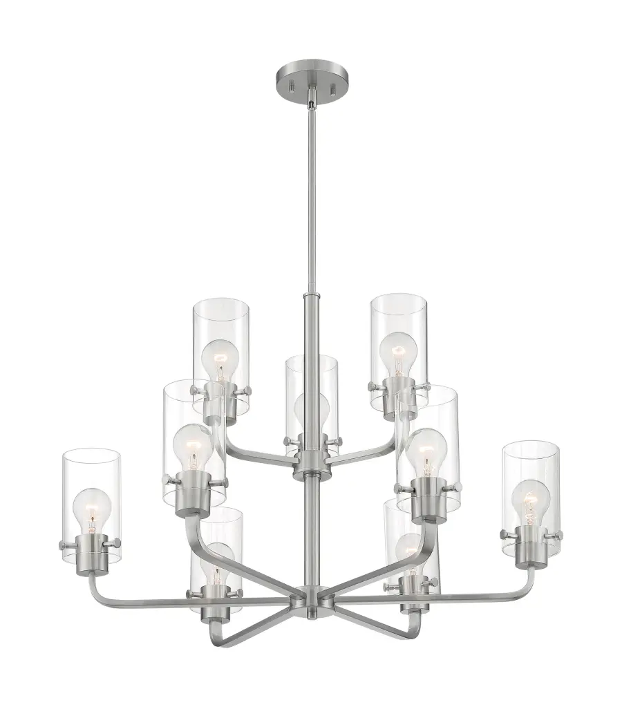 Sommerset 9-Light Chandelier in Brushed Nickel with Clear Glass - Image 1