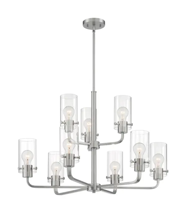 Sommerset 9-Light Chandelier in Brushed Nickel with Clear Glass - Image 3