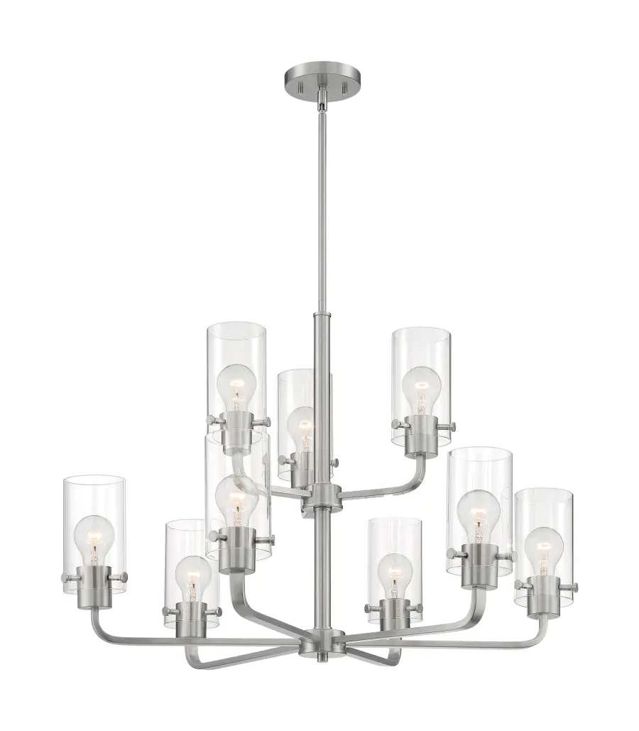 Sommerset 9-Light Chandelier in Brushed Nickel with Clear Glass - Image 3