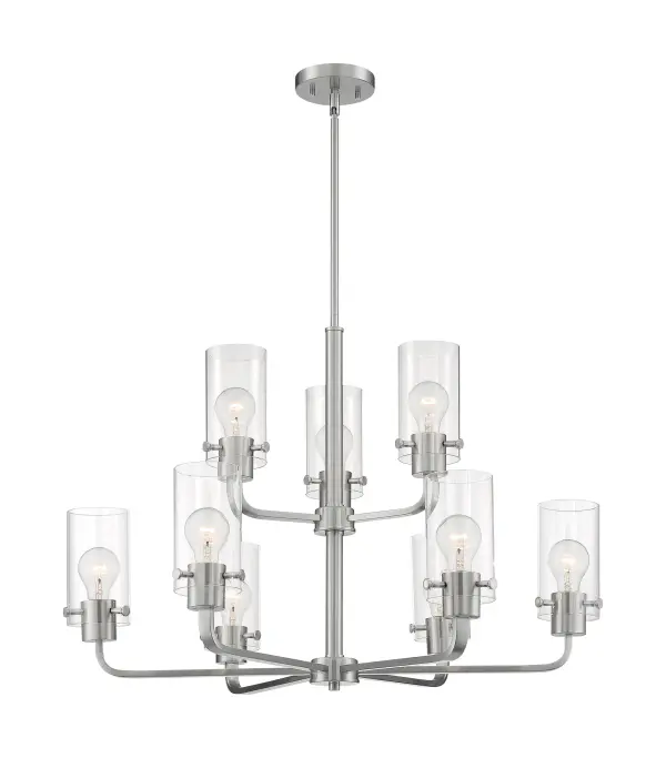 Sommerset 9-Light Chandelier in Brushed Nickel with Clear Glass - Image 4