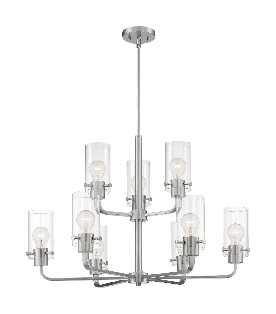 Sommerset 9-Light Chandelier in Brushed Nickel with Clear Glass - Image 4