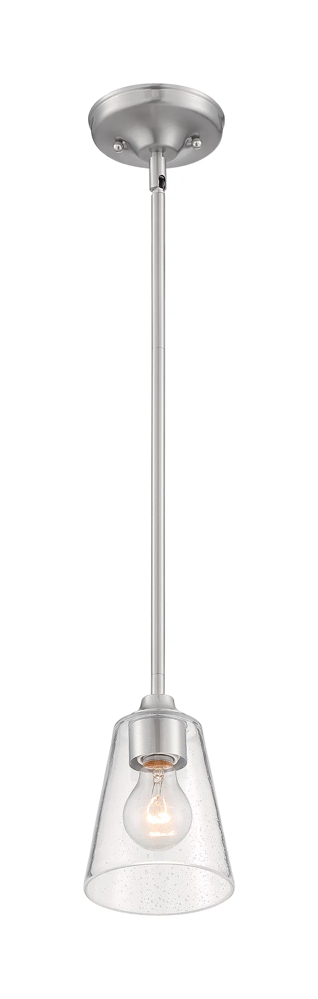 Bransel Mini Pendant - Brushed Nickel with Clear Seeded Glass