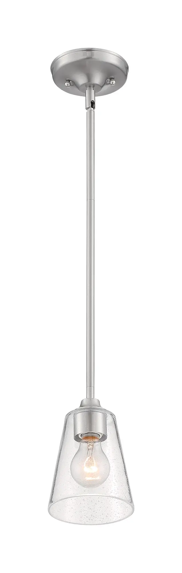 Bransel Mini Pendant - Brushed Nickel with Clear Seeded Glass - Image 1
