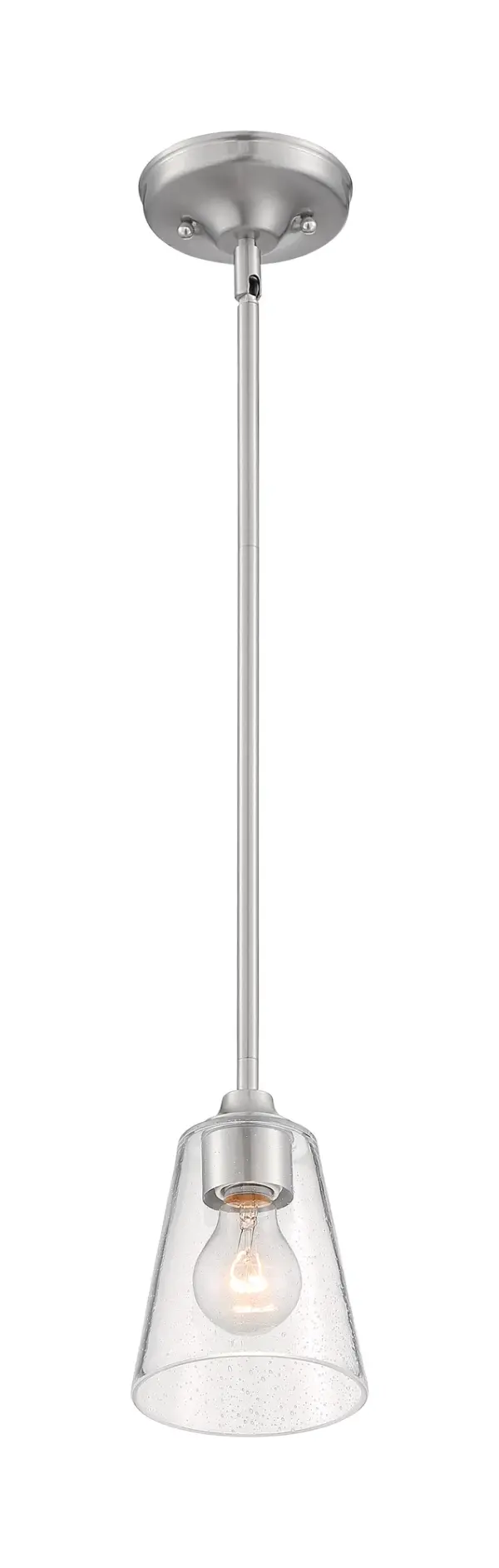 Bransel Mini Pendant - Brushed Nickel with Clear Seeded Glass - Image 2