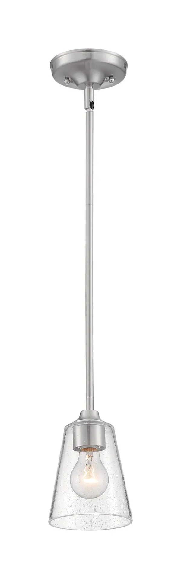 Bransel Mini Pendant - Brushed Nickel with Clear Seeded Glass - Image 4