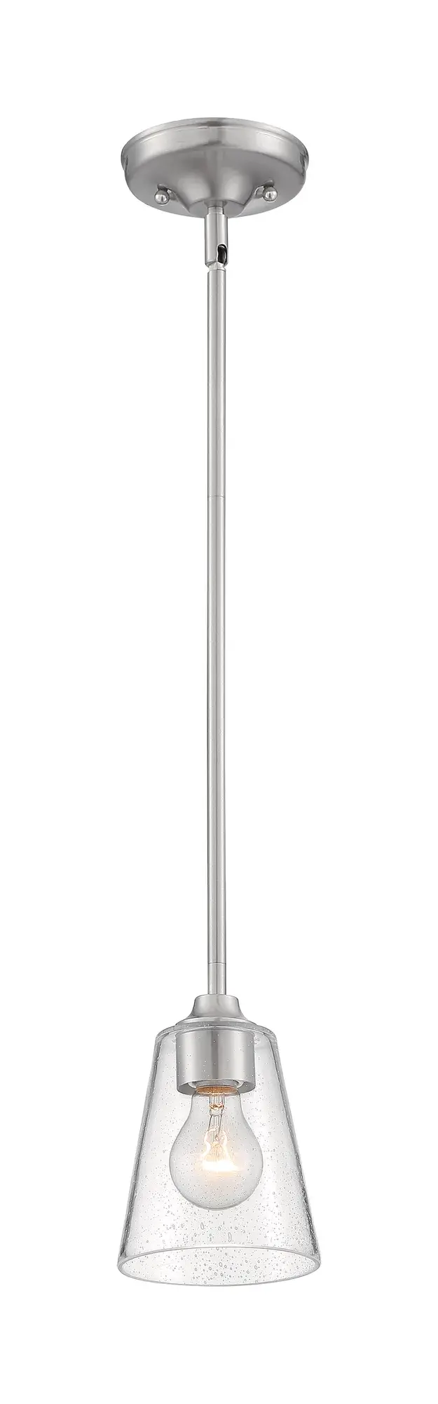 Bransel Mini Pendant - Brushed Nickel with Clear Seeded Glass - Image 4