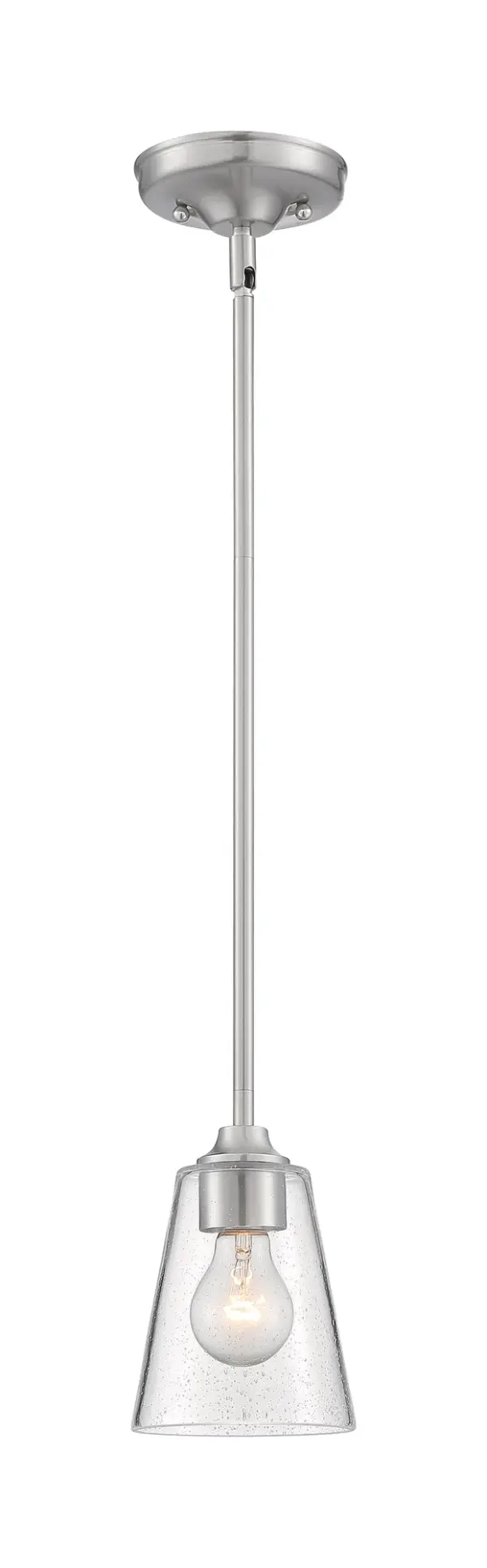 Bransel Mini Pendant - Brushed Nickel with Clear Seeded Glass - Image 5
