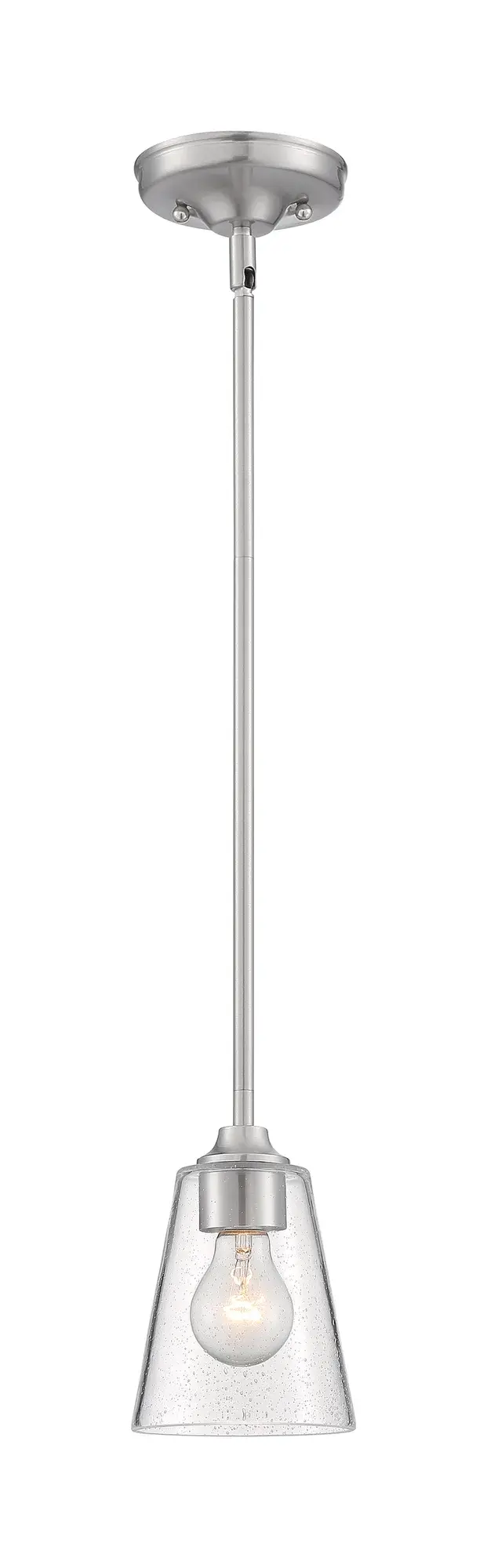 Bransel Mini Pendant - Brushed Nickel with Clear Seeded Glass - Image 5