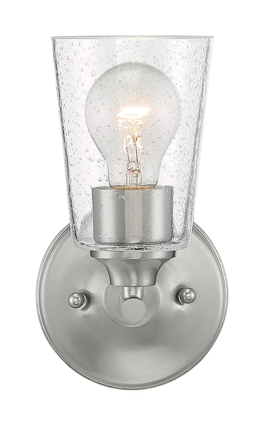 Bransel 1-Light Vanity Fixture in Brushed Nickel with Clear Seeded Glass - Image 3