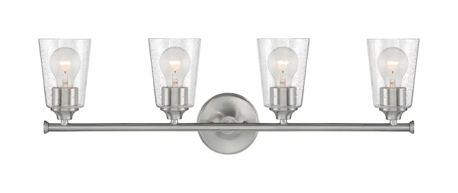 Bransel 4-Light Vanity Fixture in Brushed Nickel with Clear Seeded Glass - Image 3