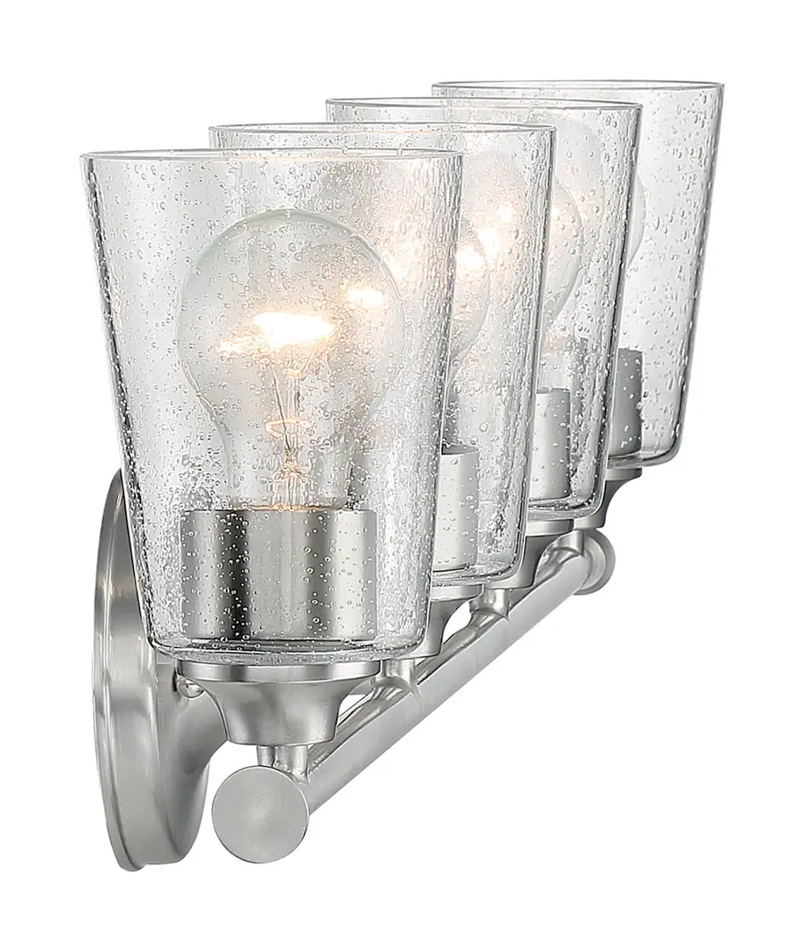 Bransel 4-Light Vanity Fixture in Brushed Nickel with Clear Seeded Glass - Image 4