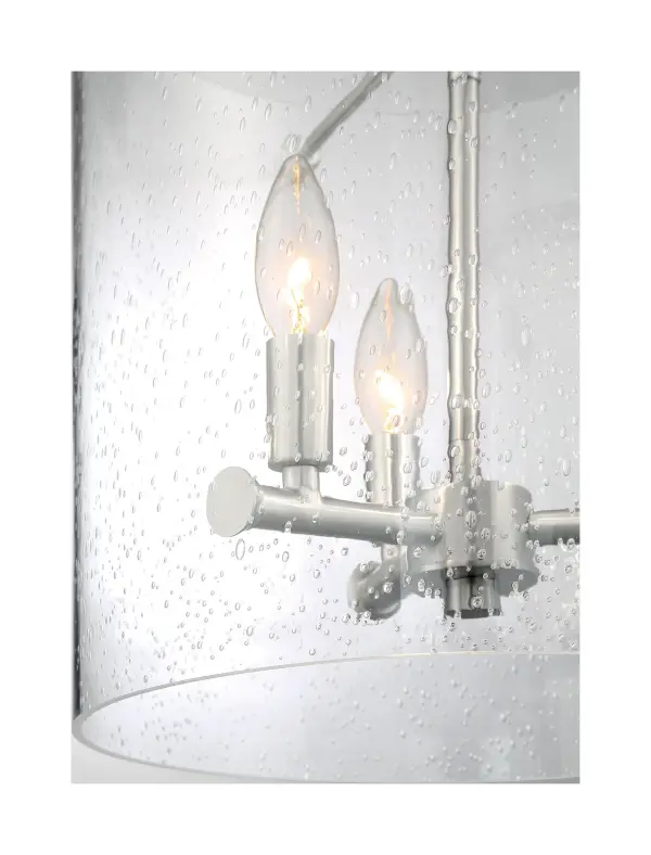 Bransel 3-Light Pendant in Brushed Nickel with Clear Seeded Glass - Image 3