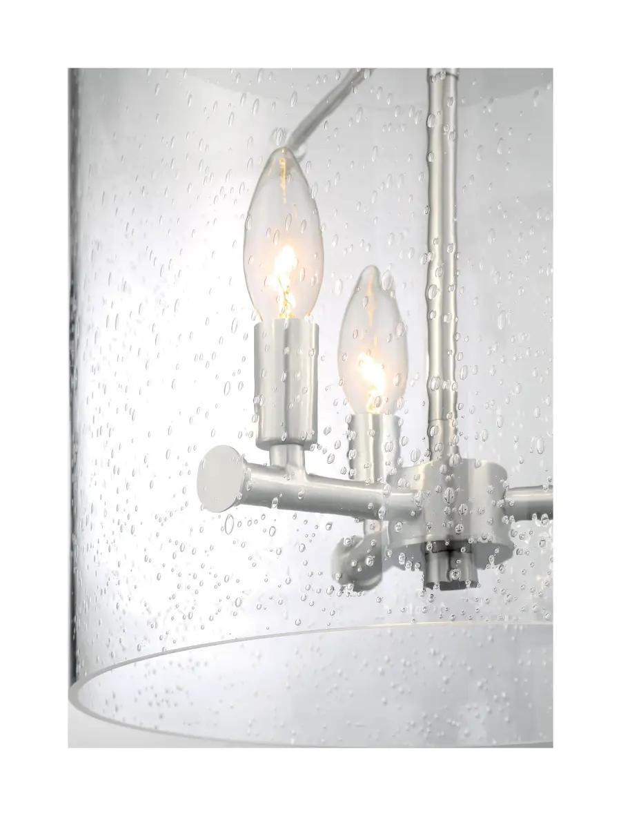 Bransel 3-Light Pendant in Brushed Nickel with Clear Seeded Glass - Image 3