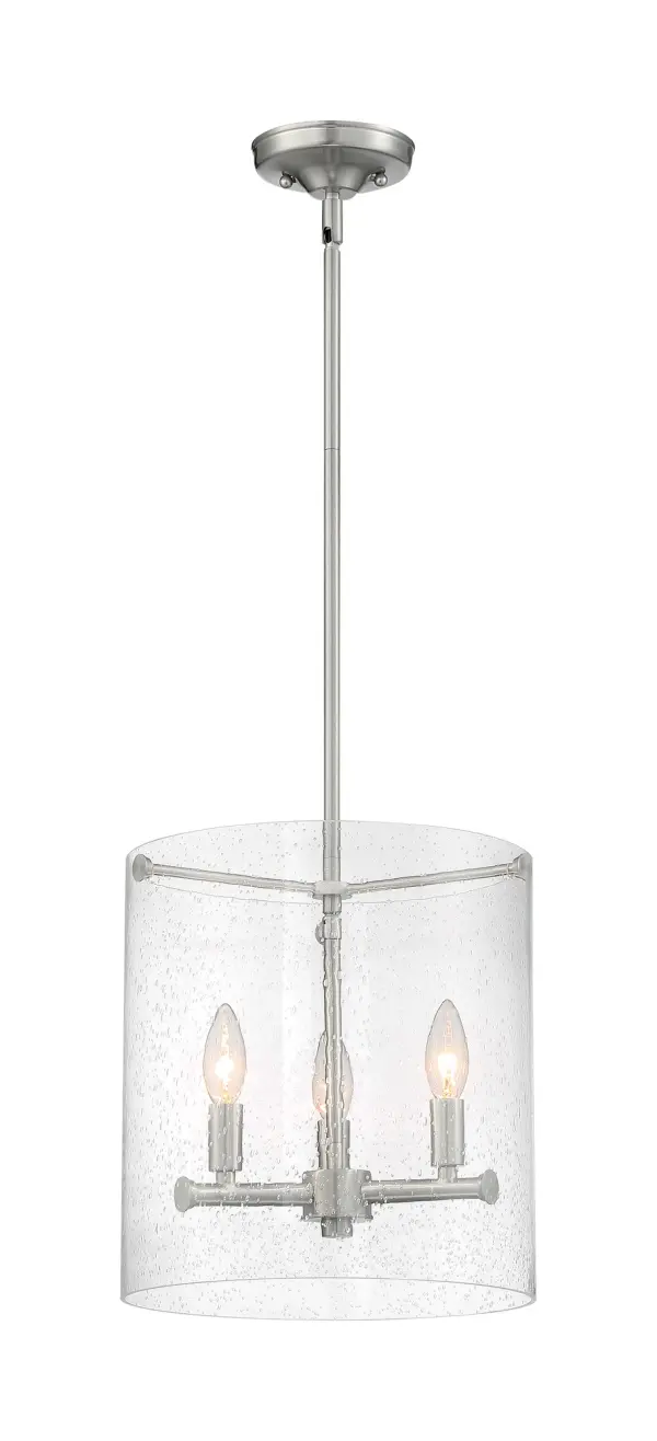 Bransel 3-Light Pendant in Brushed Nickel with Clear Seeded Glass - Image 4