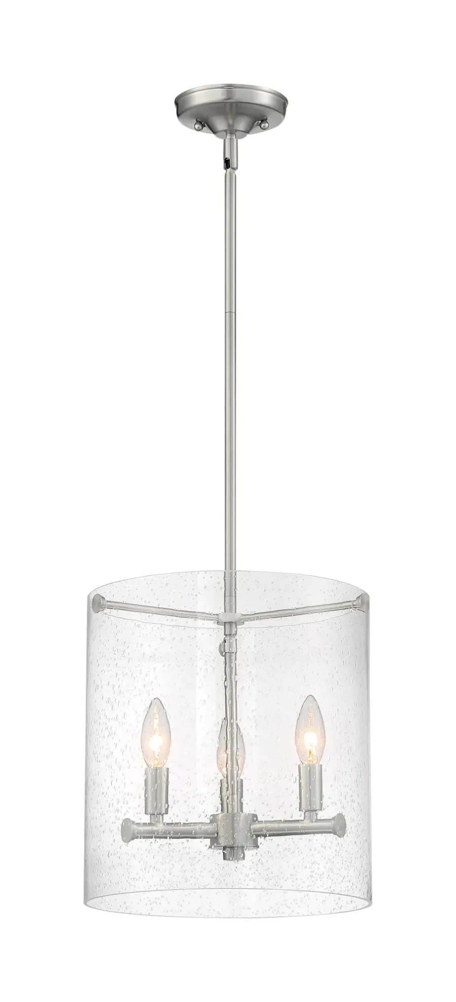 Bransel 3-Light Pendant in Brushed Nickel with Clear Seeded Glass - Image 4