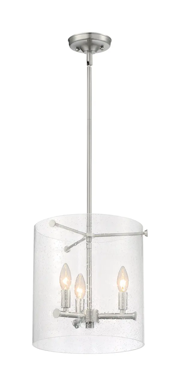 Bransel 3-Light Pendant in Brushed Nickel with Clear Seeded Glass - Image 5