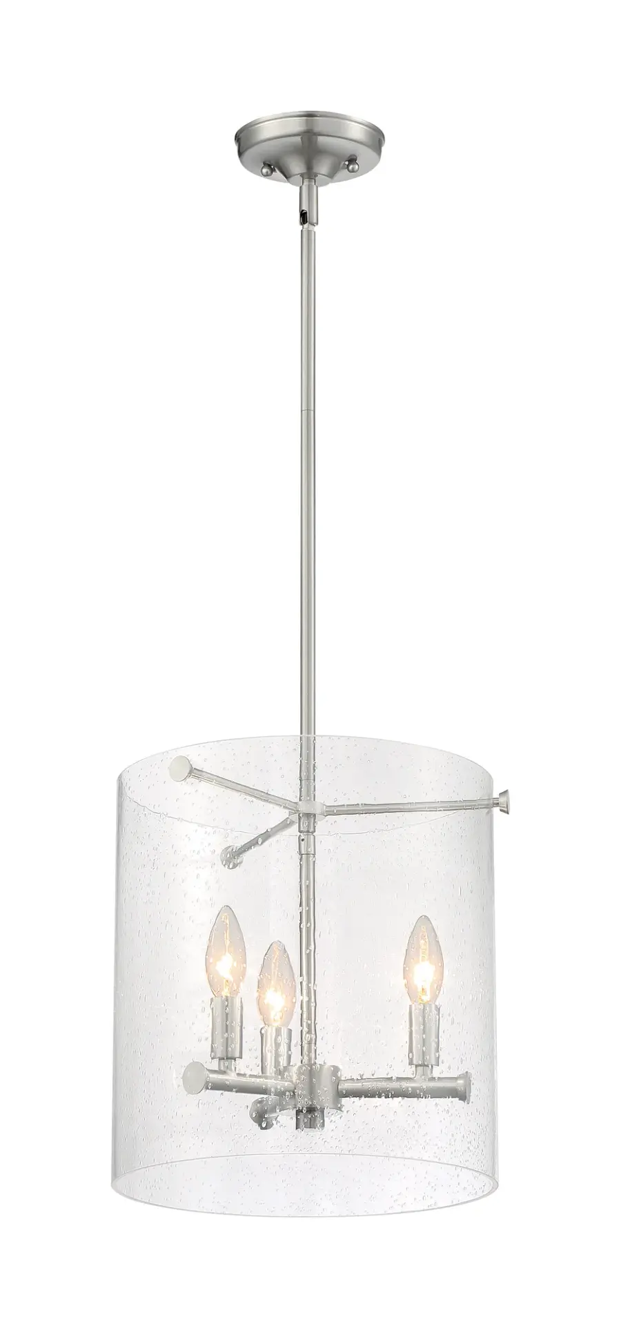 Bransel 3-Light Pendant in Brushed Nickel with Clear Seeded Glass - Image 5