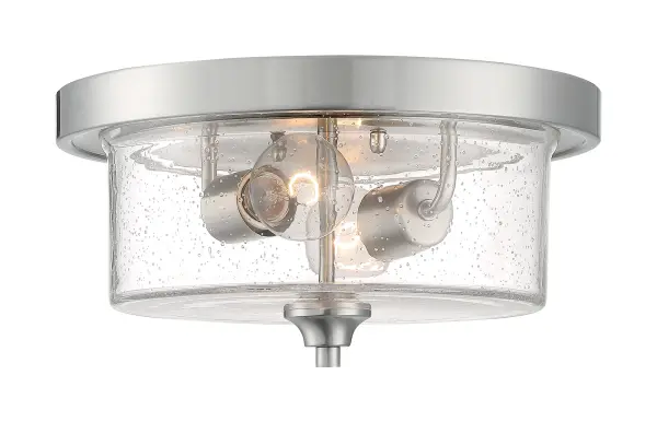 Bransel 2-Light Flush Mount in Brushed Nickel with Clear Seeded Glass - Image 3