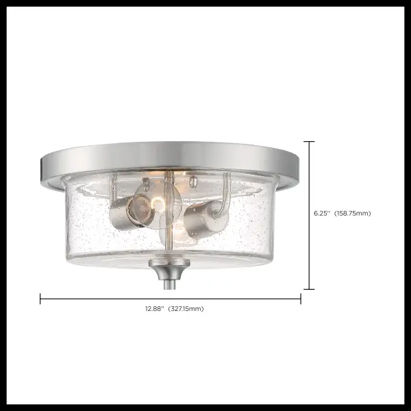 Bransel 2-Light Flush Mount in Brushed Nickel with Clear Seeded Glass - Image 5