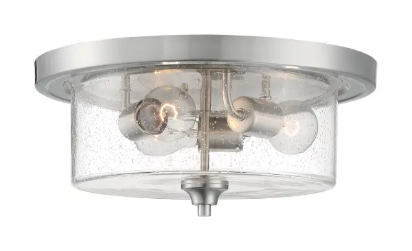 Bransel 3-Light Flush Mount in Brushed Nickel with Clear Seeded Glass - Image 3