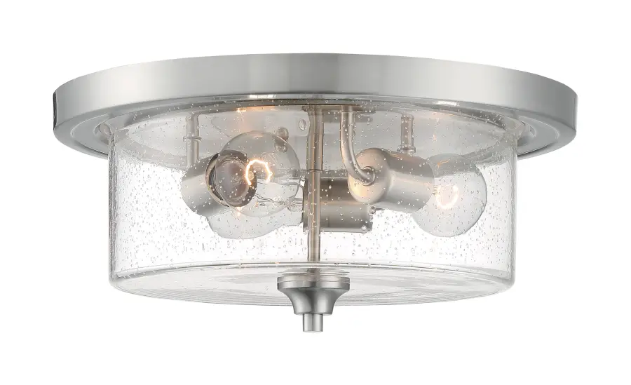 Bransel 3-Light Flush Mount in Brushed Nickel with Clear Seeded Glass - Image 3
