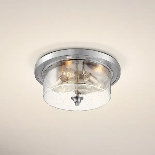 Bransel 3-Light Flush Mount in Brushed Nickel with Clear Seeded Glass - Image 7