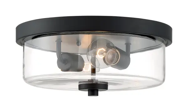 Sommerset 2-Light Flush Mount in Matte Black with Clear Glass - Image 3