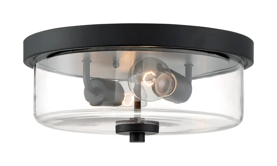 Sommerset 2-Light Flush Mount in Matte Black with Clear Glass - Image 3