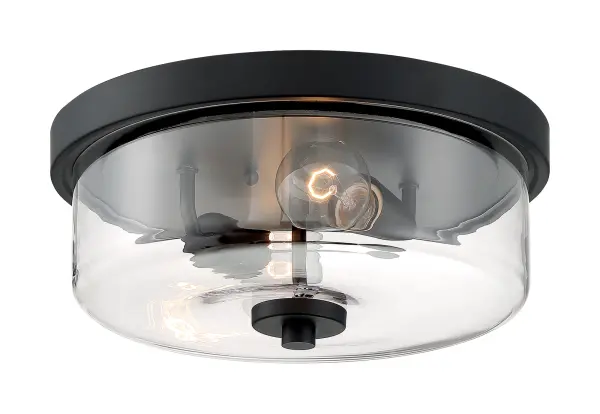 Sommerset 2-Light Flush Mount in Matte Black with Clear Glass - Image 4