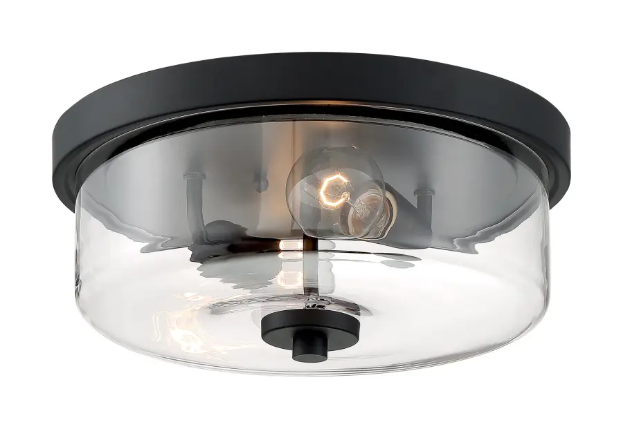 Sommerset 2-Light Flush Mount in Matte Black with Clear Glass - Image 4