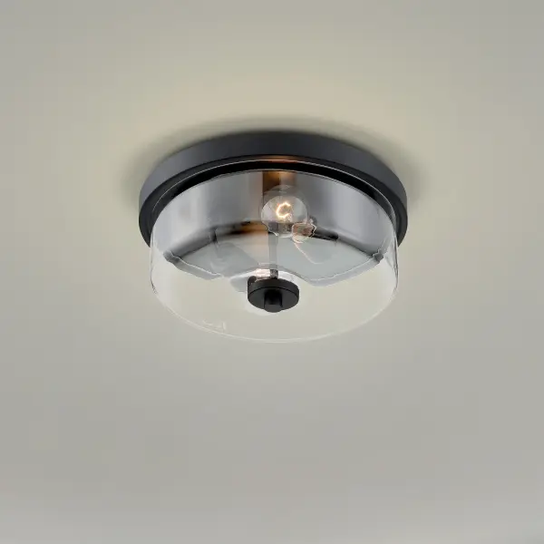 Sommerset 2-Light Flush Mount in Matte Black with Clear Glass - Image 6