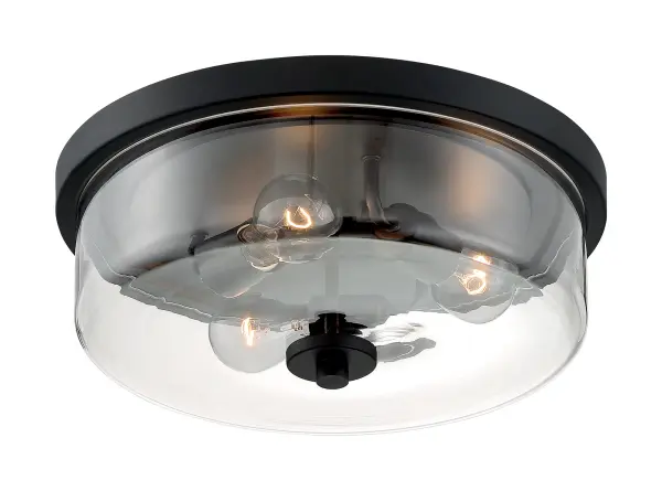Sommerset 3-Light Flush Mount in Matte Black with Clear Glass - Image 1