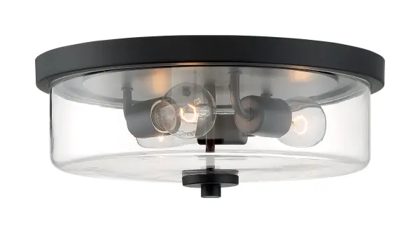 Sommerset 3-Light Flush Mount in Matte Black with Clear Glass - Image 3