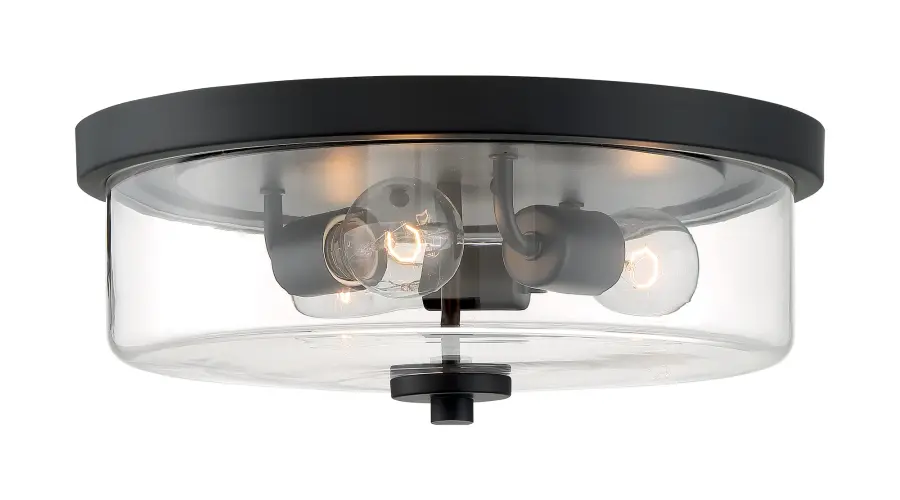 Sommerset 3-Light Flush Mount in Matte Black with Clear Glass - Image 3