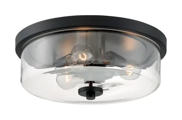 Sommerset 3-Light Flush Mount in Matte Black with Clear Glass - Image 4