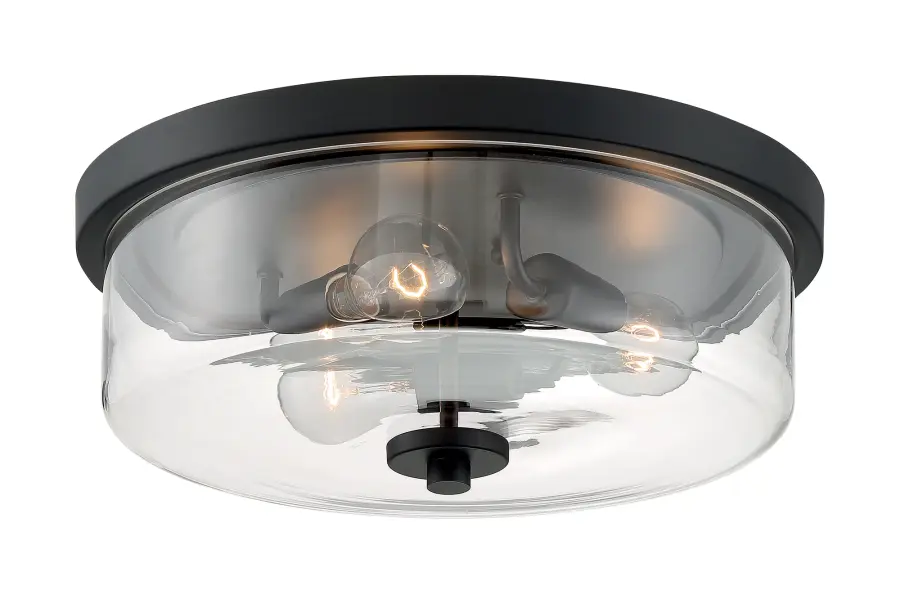 Sommerset 3-Light Flush Mount in Matte Black with Clear Glass - Image 4